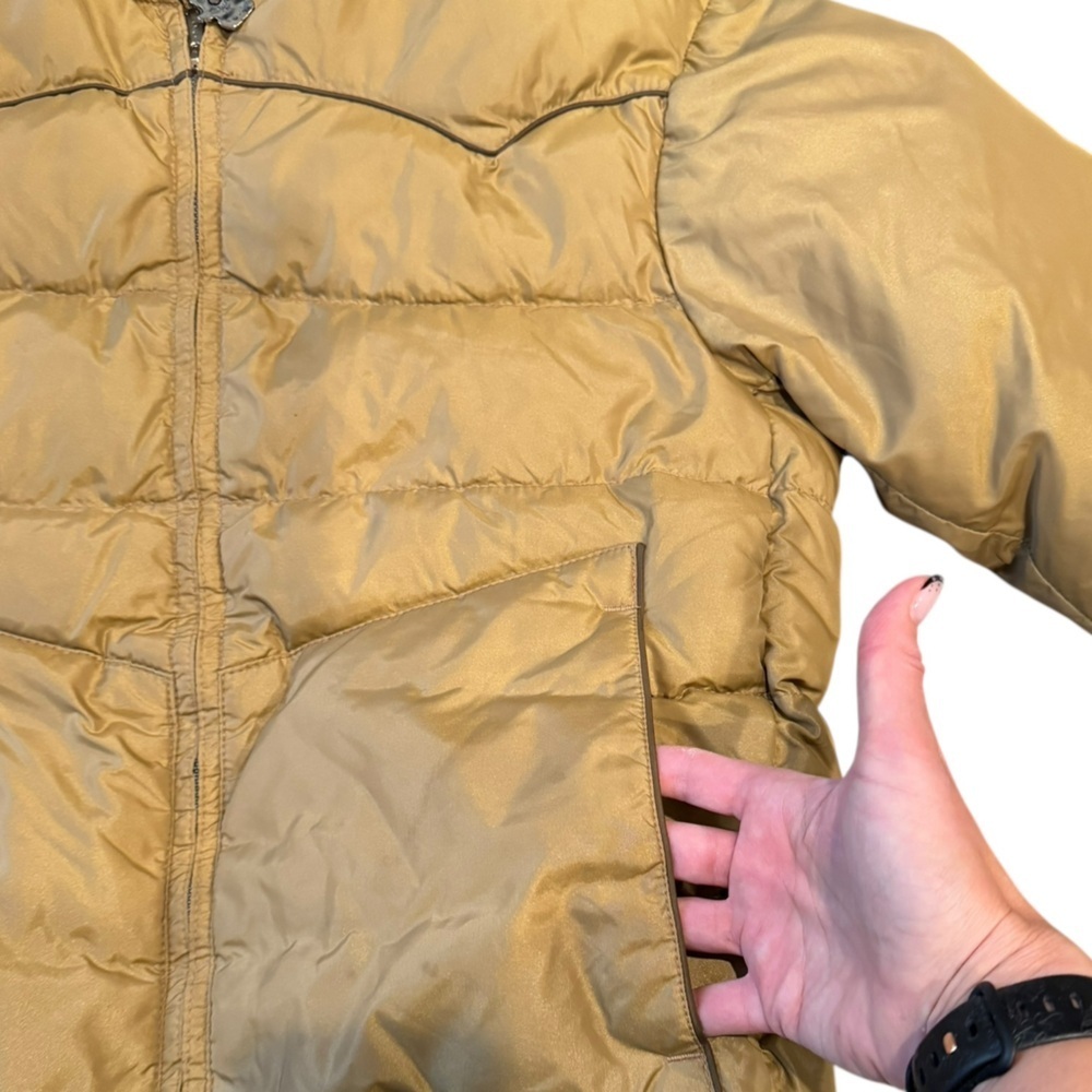 Vintage Comfy Down Puffer Jacket – Men’s Small – Golden Olive – USA Made - Picture 4 of 11